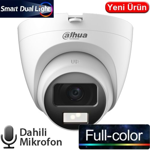 DAHUA (HAC-T1A21-U-IL-A) 2MP 2,8 MM 4IN1 DAH. MİK. SMART DUAL LED FULL COLOR HDCVI DOME KAM-30MT 