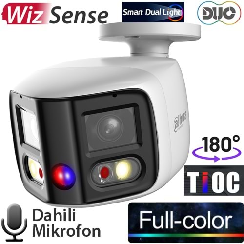 DAHUA (IPC-PFW3849S-A180-AS-PV) 2x4MP DAH.MİK. TİOC DUO SMART DUAL LED FULL COLOR BULLET KAMERA 25MT