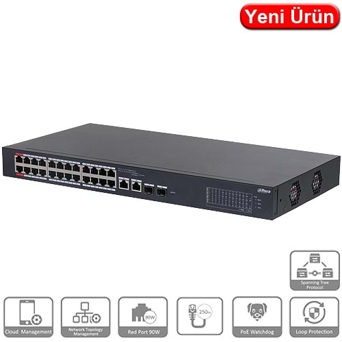 DAHUA (CS4228-24GT-240) 28x 10/100/1000 24xPOE 240W +2SFP CLOUD YÖNETILIR SWTCH