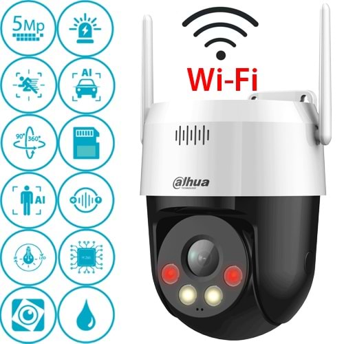 DAHUA (P5AE-PV) 5MP ÇİFT YÖNLÜ KONUŞMA WİFİ SMART DUAL LED 256GB SD AKILLI ANALİZ PICOO PT KAMERA