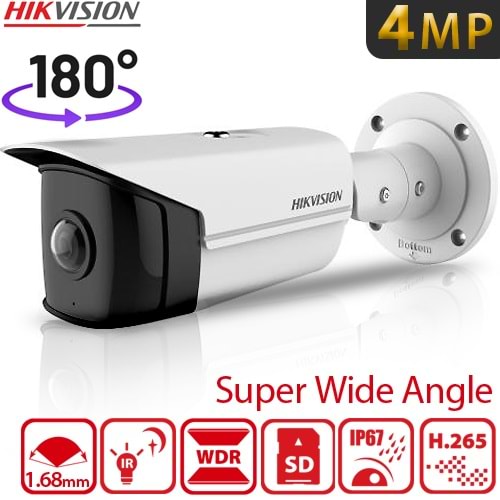 HIKVISION (DS-2CD2T45G0P-I) 4MP 1,68MM 180 DERECE 120DB WDR SUPER GENİŞ AÇI BULLET KAMERA 20MT