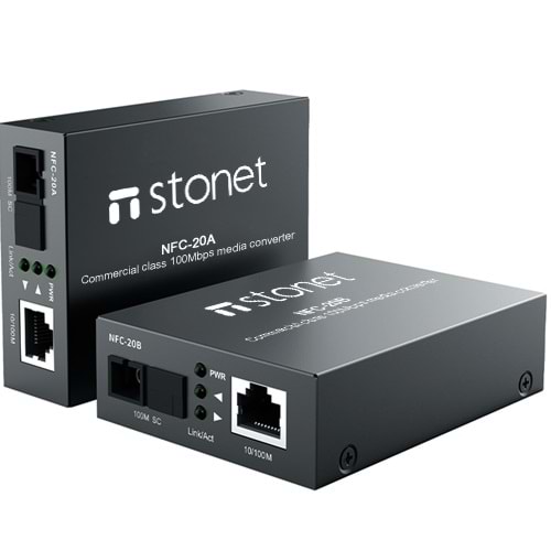 STONET (NFC20A/NFC20B) F/O CONVERTER 10/100 MBPS SC SM TEK CORE 20KM (TAKIM FİYATIDIR)