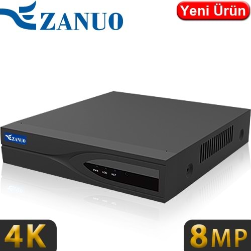 ZANUO (ZN-NVR5108C) 8 KANAL 1x14TB HDD DESTEKLİ 8MP KAMERA DESTEKLİ 4K NVR KAYIT CİHAZI