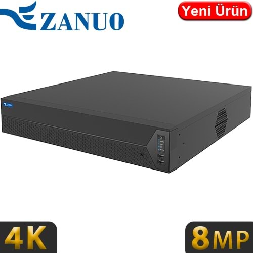 ZANUO (ZN-NVR8864E-I) 64 KANAL 8x14TB HDD DESTEKLİ 8MP KAMERA DESTEKLİ 4K NVR KAYIT CİHAZI