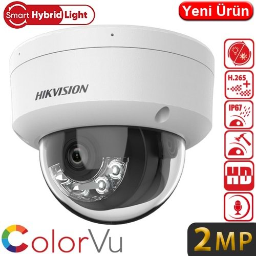 HIKVISION (DS-2CD1121G2-LIUF) 2MP 2,8MM SMART HYBRIT LIGTH SESLİ POE IR DOME IP KAMERA 30MT