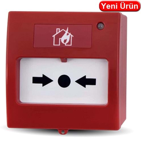 TEKNİM (TFB-3168) YANGIN İHBAR KIRBAS BUTONU TEKRAR KULLANILABİLİR LED GÖSTERGELİ (EN-54 ONAYLI) 