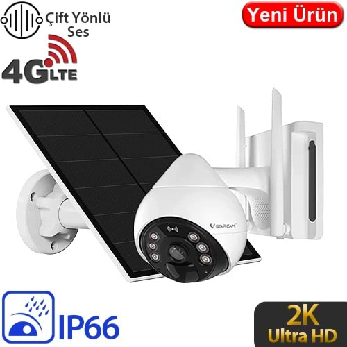 VSTARCAM (BG69-TZ) 3MP 4MM 4G ÇİFT YÖNLÜ KONUŞMA İNSAN TAKİBİ 8000MAH 256GB SD SOLAR KAMERA