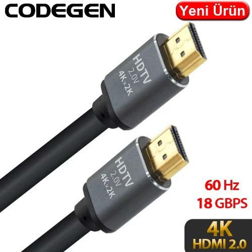 CODEGEN (CPS4K15) 1,5MT 4K 60HZ HDMI 2.0 ETHERNET 18 GBPS METAL BAŞLIK HDMI KABLO