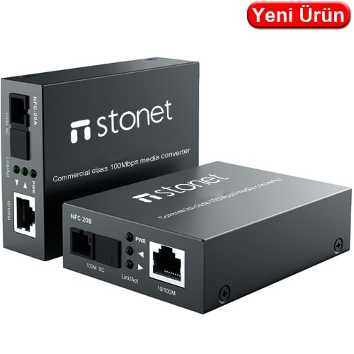 STONET (NFG03A/NFG03B) F/O CONVERTER 10/100/1000 MBPS SC SM TEK CORE 20KM (TAKIM FİYATIDIR)