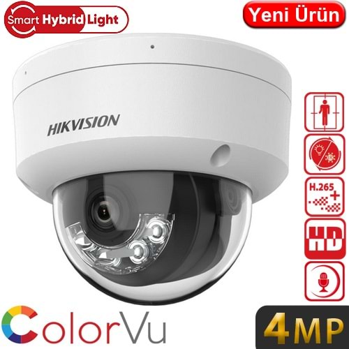 HIKVISION (DS-2CD1141G2-LIUF) 4MP 2,8MM SMART HYBRIT LIGTH SESLİ POE IR DOME KAMERA 20MT