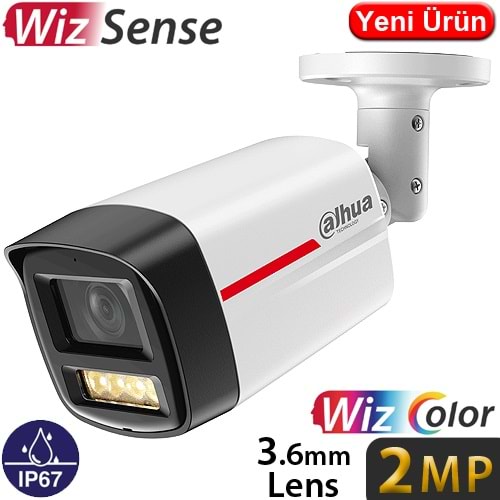 DAHUA (IPC-HFW2249TL-S-PRO) 2MP 3.6MM IP67 WIZCOLOR DAH.MİK.AKILLI ÇİF IŞIKLI BULLET IP KAM. 30MT