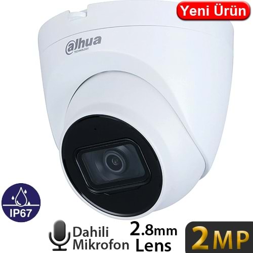 DAHUA (IPC-HDW1230V-SA-0280B) 2MP 2.8MM IP67,IVS,SD METAL STARLITE IP SESLİ DOME KAMERA-30MT.