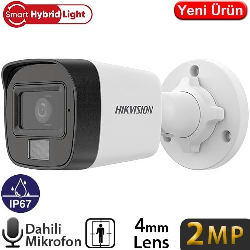 HIKVISION (DS-2CD1021G2-LIUF) 2MP 4MM SMART HYBRİD LİGHT FEXED IR BULLET KAMERA 20MT SESLİ