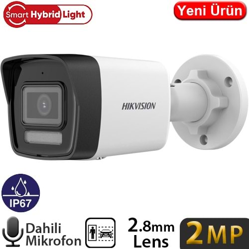 HIKVISION (DS-2CD1023G2-LIUF) 2MP 2,8MM SMART HYBRIT LIGTH SESLİ POE IR BULLET KAMERA 30MT