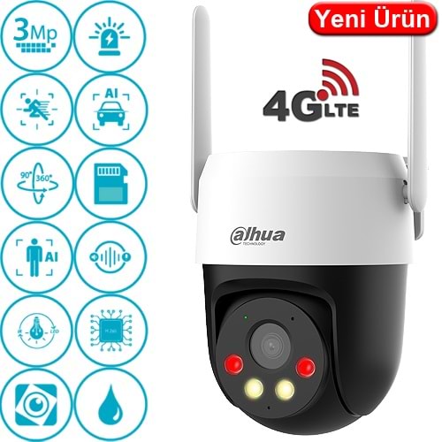 DAHUA (P3AE-PV-4G) 3MP 4G ÇİFT YÖNLÜ KONUŞMA PAN-TILT 360 DERECE IP PT KAMERA