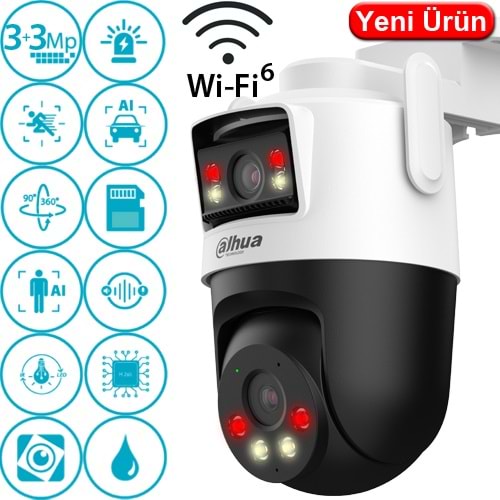 DAHUA (WPT1339DD-SW-3) 3+3MP WIFI ÇİFT KAMERALI PAN-TILT SPEED DOME 