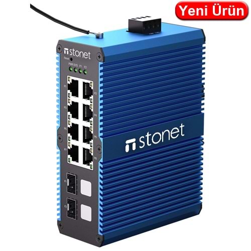 STONET (NIS3008 PRO) 8 PORT 10/100/1000 ENDÜSTRİEL IP40 SWITCH (-40 İLE +85)