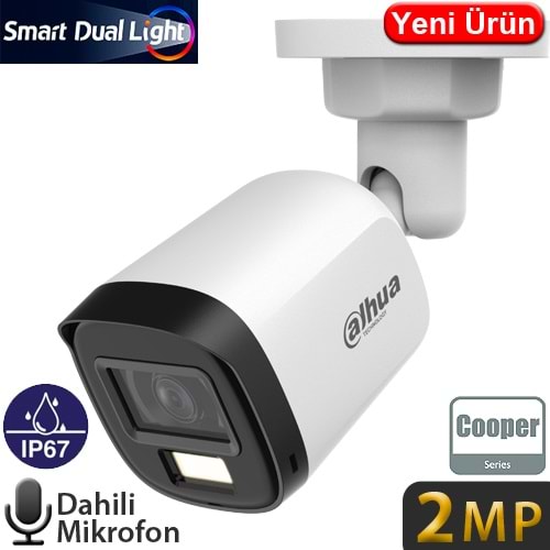 DAHUA (HAC-B1A21-U-IL-A) 2MP 3.6MM 4IN1 SMART DUAL LED FULL COLOR HDCVI SESLİ BULLET KAM-30MT 