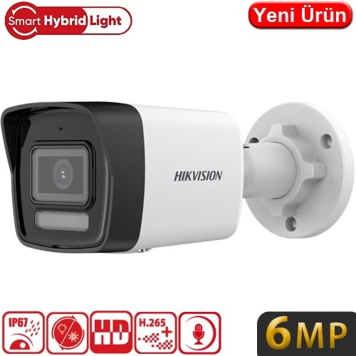 HIKVISION (DS-2CD1063G2-LIUF) 6MP 2,8MM SESLİ SMART HYBRID LIGHT IP POE BULLET KAM IP67 30MT