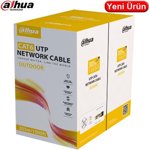 DAHUA (PFM920-6UN) CAT6 UTP LSZH POLİETİLEN BAKIR KABLO (305MT.) SİYAH
