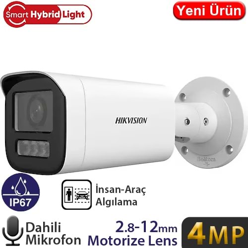 HIKVISION (DS-2CD1643G2-LIZSU) 4MP 2.7-12MM MOT. LENS DUAL LIGHT IP67 512GB SD BULLET KAM.