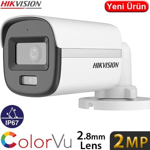 HIKVISION (DS-2CE10DF0T-PF) 2MP 2.8MM 1080P HD-TVI COLORVU PLASTİK DIŞ ORTAM IR KAMERA 20MT.