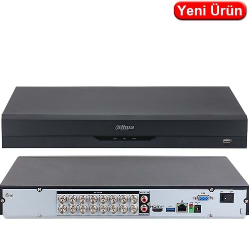 DAHUA (XVR5216AN-5M-I3) 16 KANAL 2x16TB 5MP HDCVI/AHD/TVI/CVBS/IP HDMI,VGA,USB RJ45 H265+XVR KAYIT