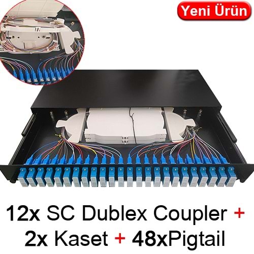 SOPTO (SPDF-I24DSCT-DMB) F/O SC DUBLEX (CUOPLER+KASET+PIGTAİL DAHİL) 24 PORT 19 INC FİBER SON.KUTUSU