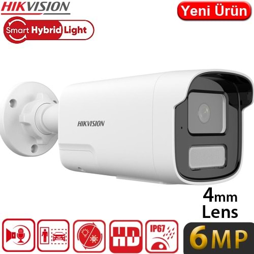 HIKVISION (DS-2CD1T63G2-LIUF/SL) 6MP 4mm AKILLI ÇİFT IŞIK ÇİFT YÖNLÜ KONUŞMA BULLET KAMERA-50MT