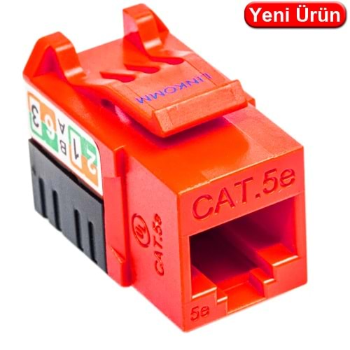 LINKOMM (34916) CAT6A 50U 90 DERECE KEYSTONE JACK (KIRMIZI)