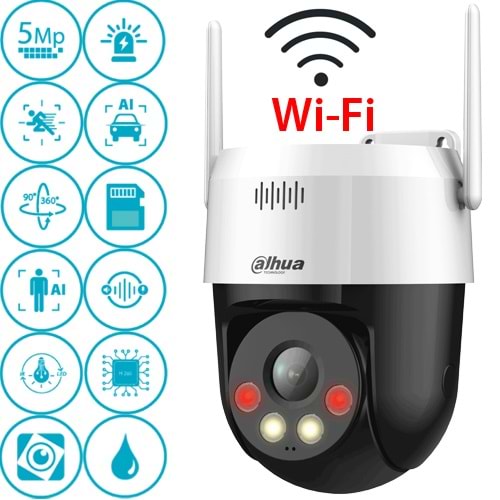 DAHUA (P5AS-PV) 5MP ÇİFT YÖNLÜ KONUŞMA WİFİ SMART DUAL LED 256GB SD AKILLI ANALİZ PICOO PT KAMERA