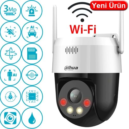 DAHUA (P3AE-PV) 3MP WI-FI ÇİFT YÖNLÜ KONUŞMA PAN-TILT 360 DERECE IP PT KAMERA