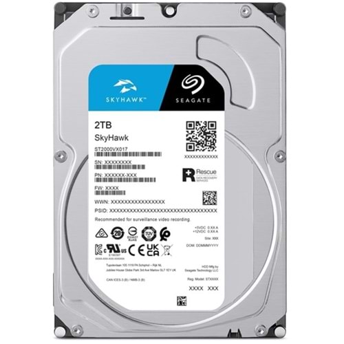 SEAGATE SKYHAWK (ST2000VX017) 2TB 3.5 INC 256MB 5900RPM SATA3 7/24 GÜVENLİK HARDDISK