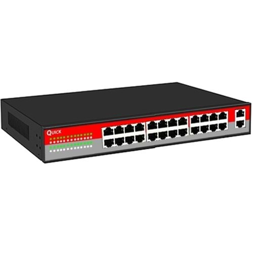 QUICK (Q24P2U) 24 PORT POE 10/100 +2x10/100/1000 300W SWİTCH