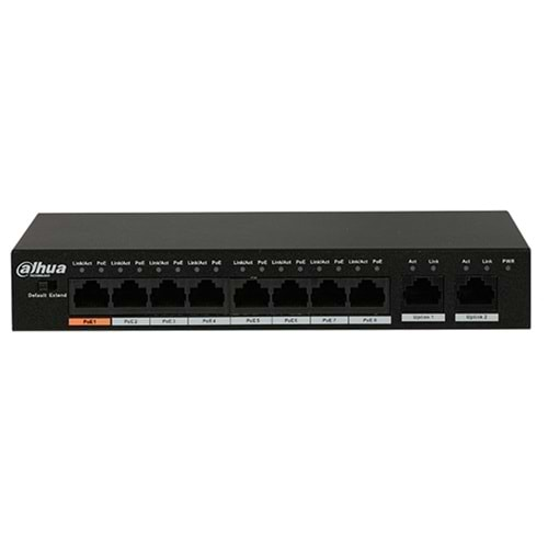 DAHUA PFS3010-8ET-96-V2 8 PORT POE SWİTCH (8FE POE + 2GE, TOPLAM 96W POE