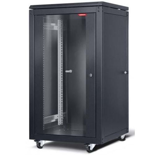 20U 19 INC DİKİLİ TİP RACK KABİNET W=600 MM D=600MM SİYAH