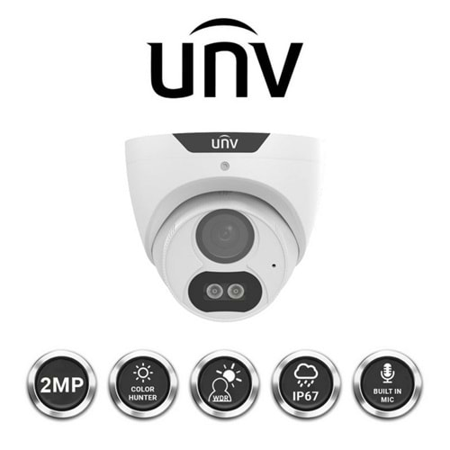 UNV UAC-T122-AF28M-W 2MP ColorHunter Dome Analog Kamera, Metal kasa, Sesli