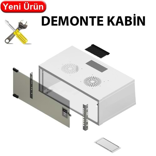 FREELINK (U1048) 4U DUVAR TİP W=600 D=450mm DEMONTE BEYAZ KABİN