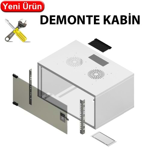 FREELINK (U1083) 7U W=600 D=600mm DUVAR TİP DEMONTE BEYAZ KABİN 