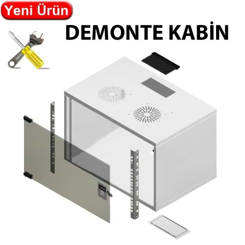 FREELINK (U1104) 9U W=600 D=600mm DEMONTE DUVAR TİP BEYAZ KABİN 