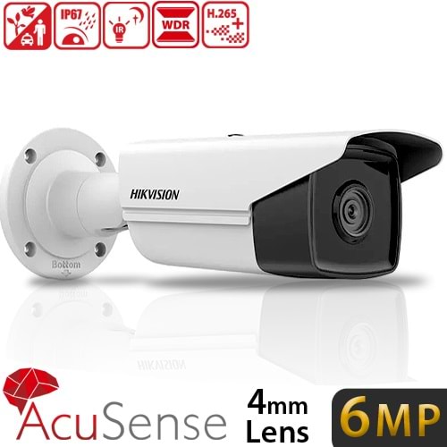 HIKVISION (DS-2CD2T63G2-2I) 6MP 4MM ACUSENSE IR BULLET IP KAMERA IP67 SD KART 60MT
