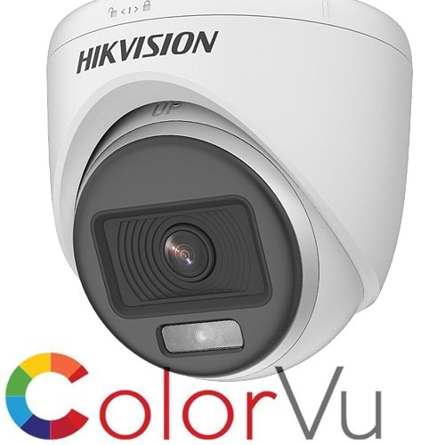 HIKVISION (DS-2CE70DF0T-PF) 2MP 2.8MM GECE GÖR.1080P HD-TVI COLORVU PLASTİK DOME-20MT.KAMERA