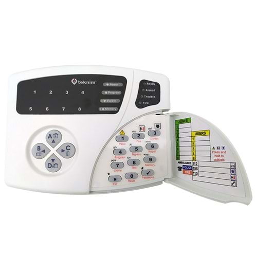 TEKNİM (VPC-108) KEYPAD TUŞ TAKIMI (EN FAZLA 8 ZONE SİSTEMER İÇİN)