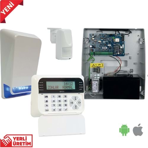 TEKNİM (TSP-5324LCDA) LCD GSM/GPRS Lİ PARS SERİSİ KABLOLU ALARM SETİ (AKÜ DAHİL)