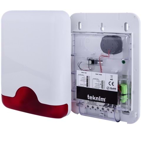 TEKNİM (VAS-741RP) HARİCİ SİREN PENCERELİ (KIRMIZI) (6 LEDLİ PLASTİK KORUMA) 