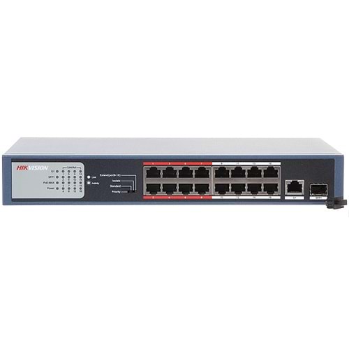 HIKVISION (DS-3E0318P-E/M) 16 PORT 10/100 POE 1xUPLINK +1xSFP 130W L2 POE SWİTCH