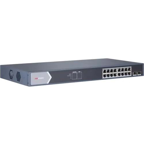 HIKVISION (DS-3E0518P-E/M)) 16 PORT 10/100/1000 POE +2xSFP 125W SWİTCH