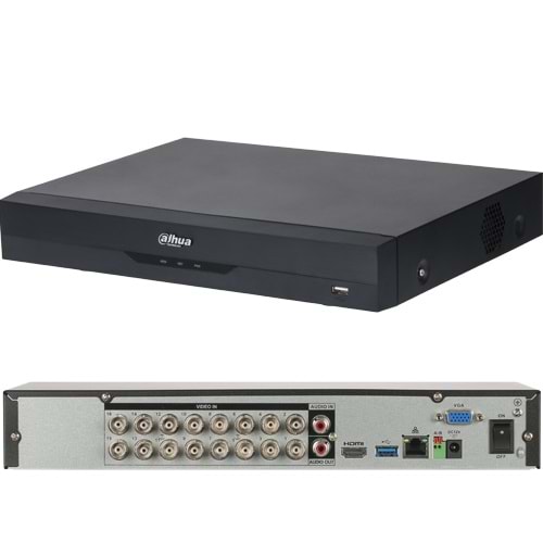 DAHUA (XVR5116HS-I3) 16 KANAL 1080P 1x6TB 5MP HDCVI KAM.DESTEKLER 1XHDMI VGA 2XUSB 1XRJ45 XVR 