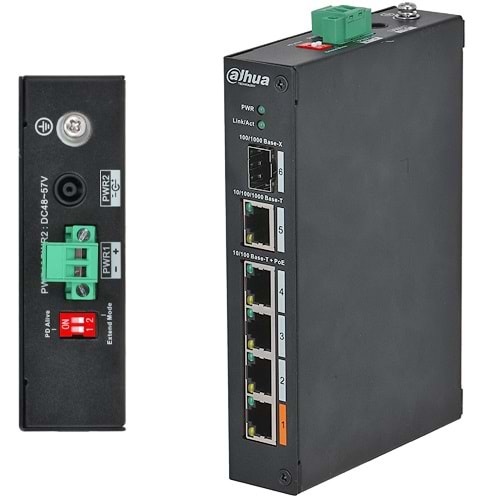 DAHUA (PFS3106-4ET-60) 4 PORT POE (4FE POE + 1GE+ 1GE SFP, TOPLAM 60W POE) SWITCH 
