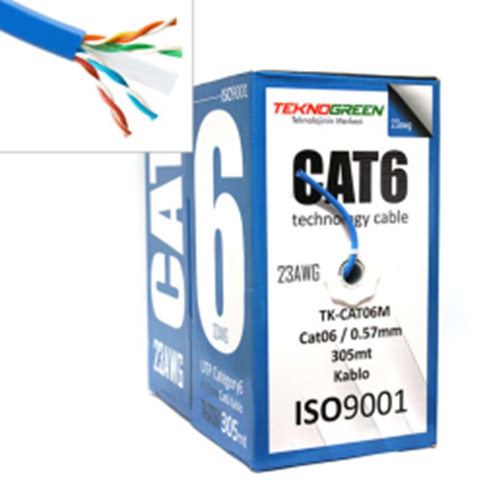 TEKNOGREEN (TK-CAT06M) CAT6 UTP KABLO MAVİ (305MT.)